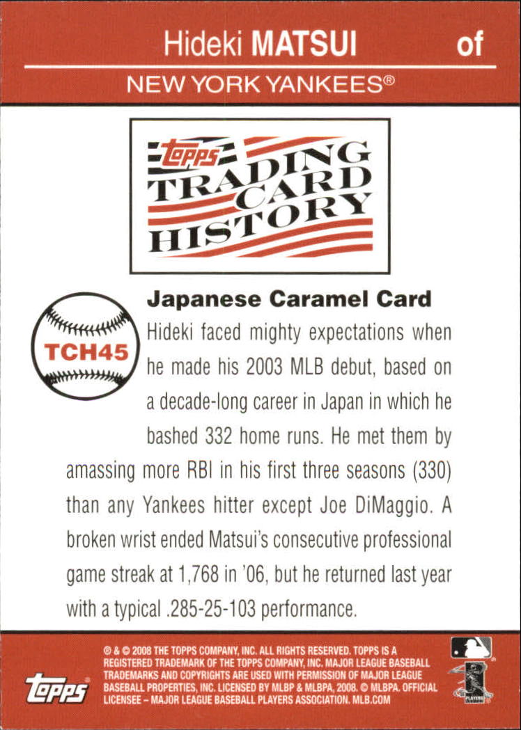 2008 Topps Trading Card History #TCH45 Hideki Matsui - NM-MT