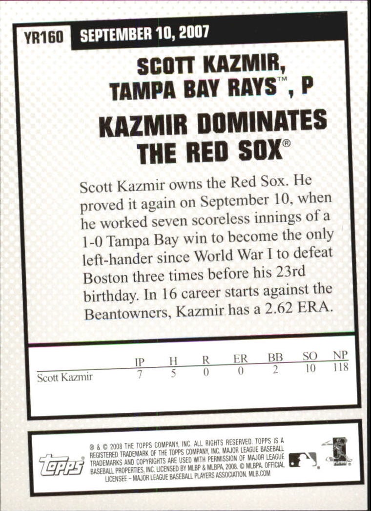 2008 Topps Year in Review #YR160 Scott Kazmir back image