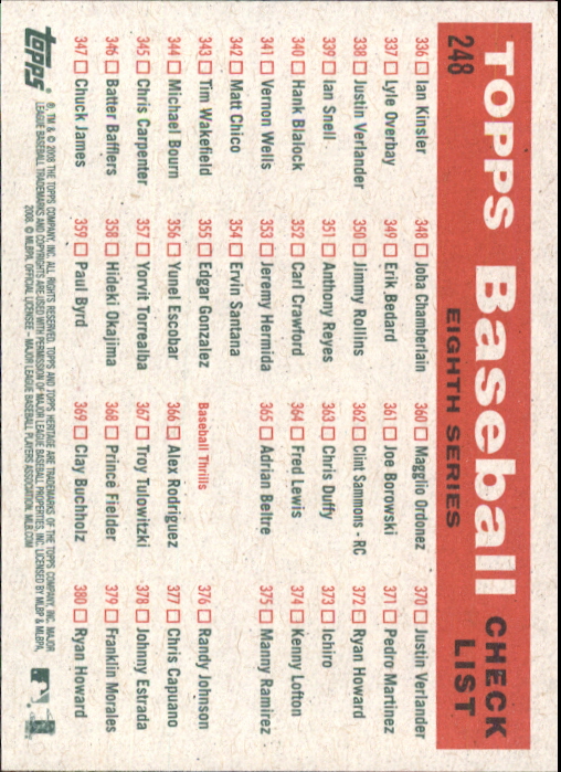 A3901- 2008 Topps Heritage BB Karten 1-259 + Rookies -du Pick- 15 + Gratis US - Bild 393 von 456