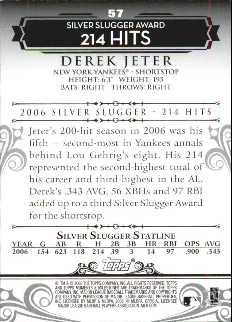 2008 Topps Moments and Milestones #57-33 Derek Jeter back image
