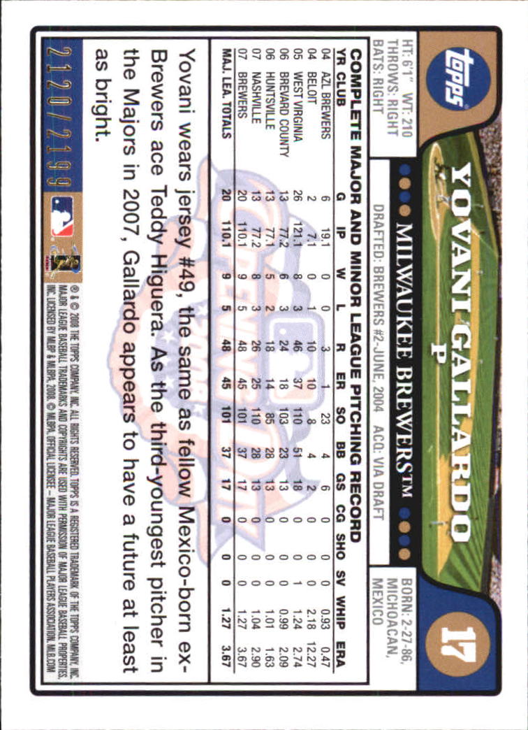 A5784- 2008 Topps Opening Day Gold BB Cards 1-220 -You Pick- 15+ FREE US SHIP - Picture 33 of 423