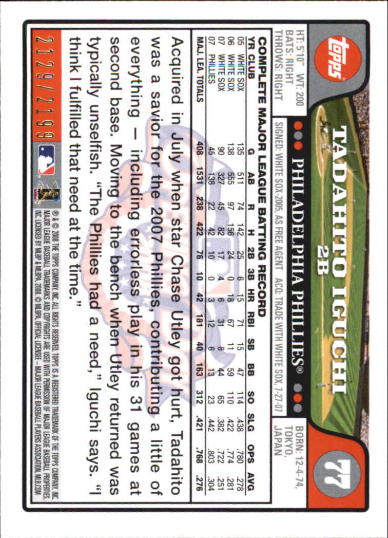 A5784- 2008 Topps Opening Day Gold BB Cards 1-220 -You Pick- 15+ FREE US SHIP - Picture 147 of 423