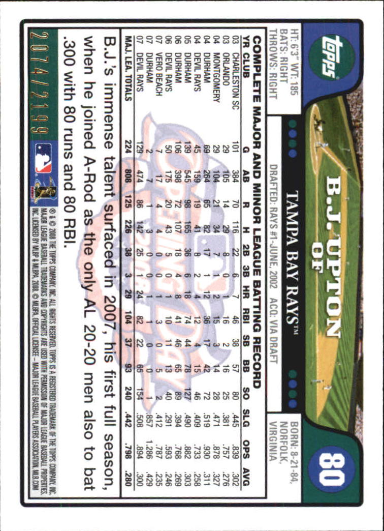 A5784- 2008 Topps Opening Day Gold BB Cards 1-220 -You Pick- 15+ FREE US SHIP - Picture 151 of 423