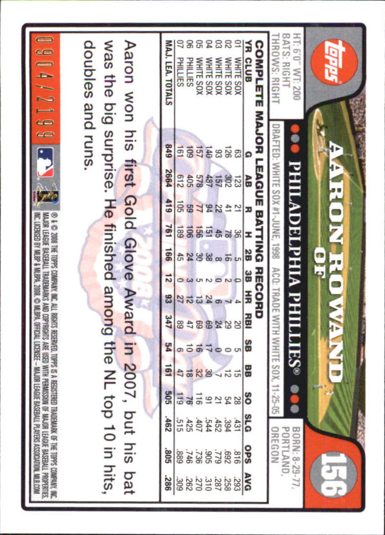 A5784- 2008 Topps Opening Day Gold BB Cards 1-220 -You Pick- 15+ FREE US SHIP - Picture 299 of 423