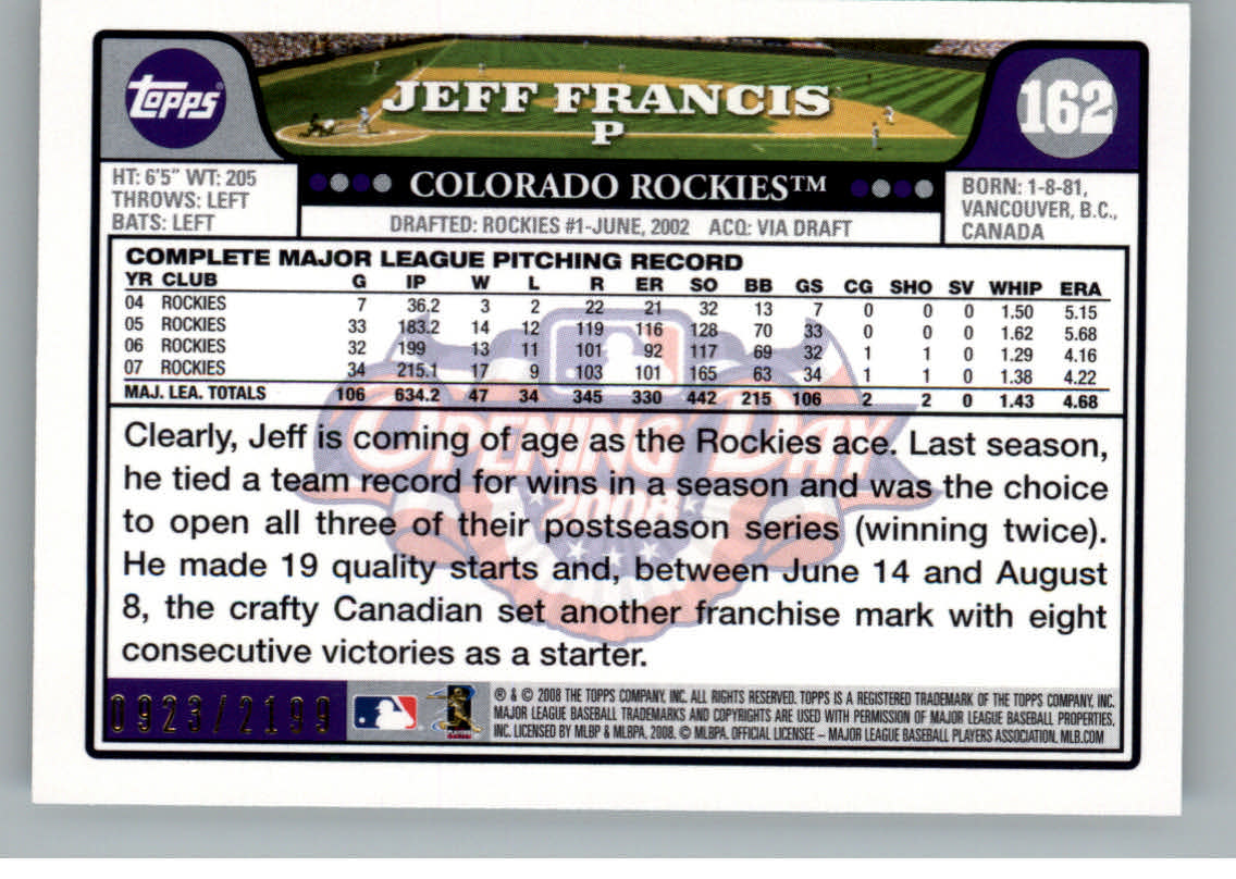 A5784- 2008 Topps Opening Day Gold BB Cards 1-220 -You Pick- 15+ FREE US SHIP - Picture 311 of 423