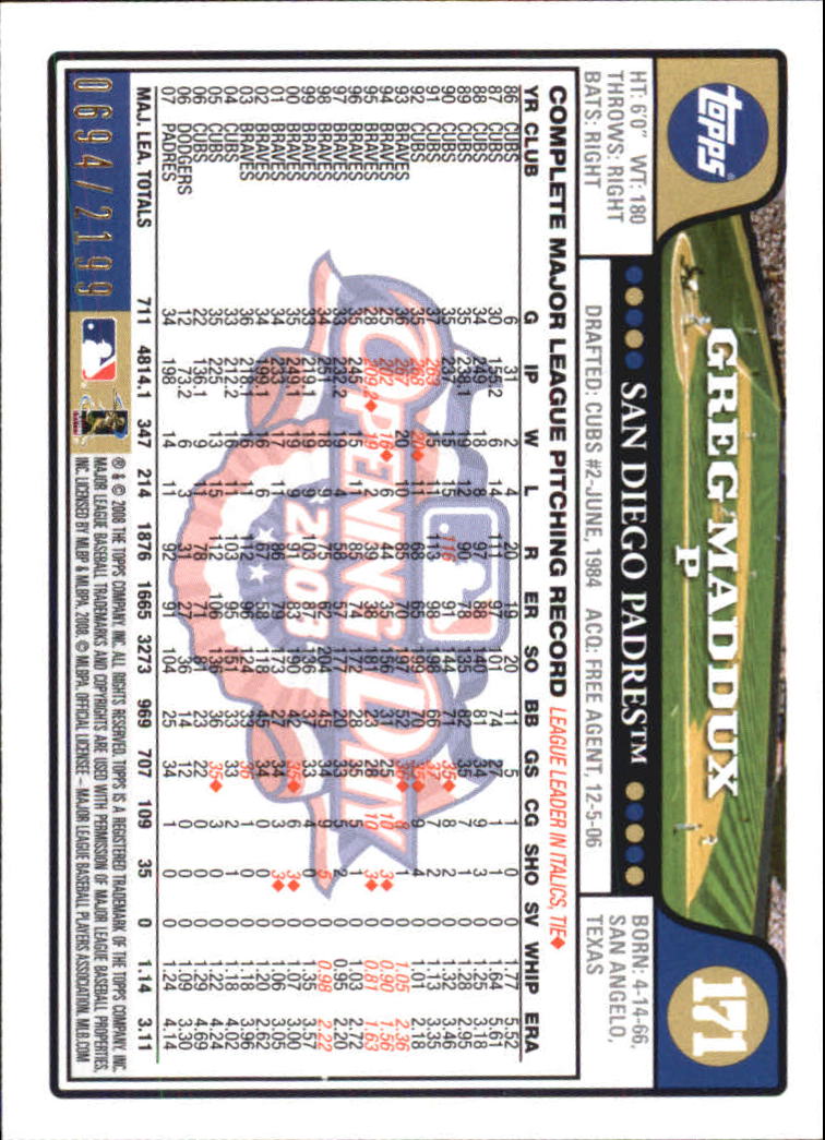 A5784- 2008 Topps Opening Day Gold BB Cards 1-220 -You Pick- 15+ FREE US SHIP - Picture 329 of 423