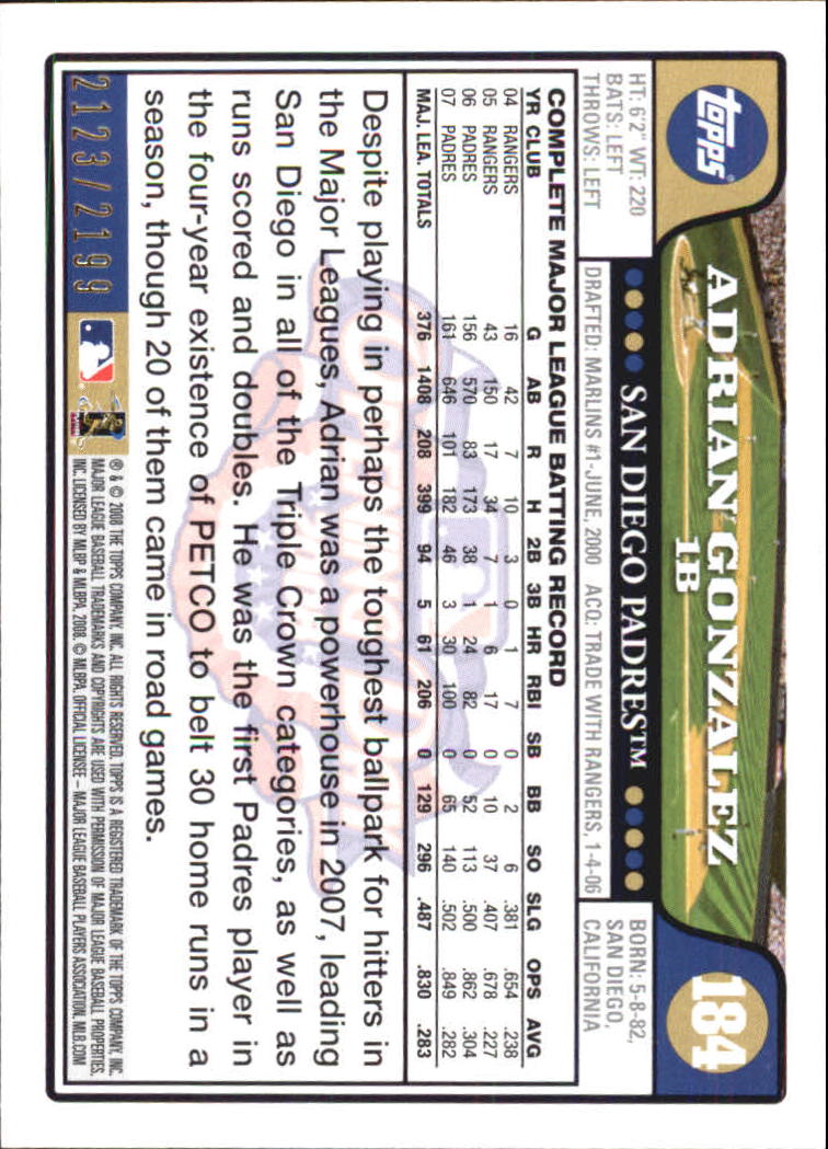 A5784- 2008 Topps Opening Day Gold BB Cards 1-220 -You Pick- 15+ FREE US SHIP - Picture 355 of 423