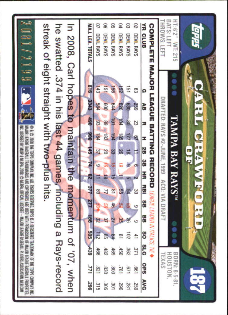 A5784- 2008 Topps Opening Day Gold BB Cards 1-220 -You Pick- 15+ FREE US SHIP - Picture 361 of 423