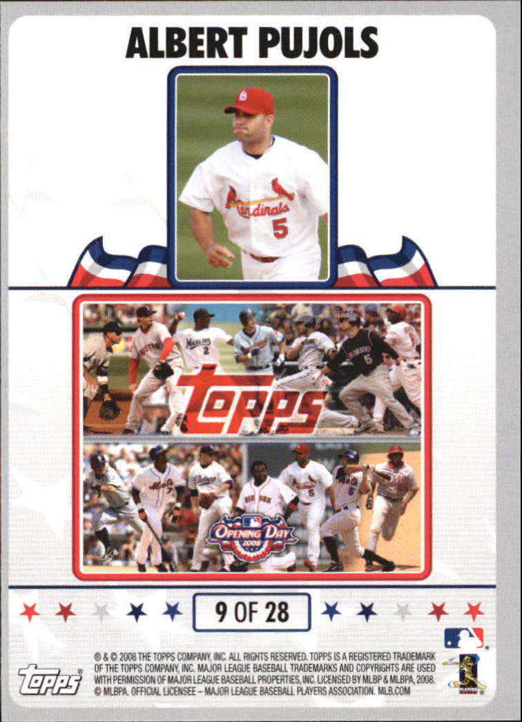 2008 Topps Opening Day Puzzle #9 Albert Pujols back image