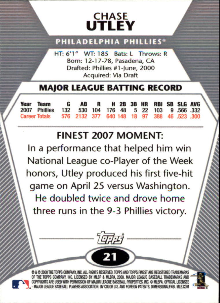 B1772- 2008 Finest Baseball Card #s 1-150 Inserts -You Pick- 15+ FREE US SHIP - Picture 33 of 332