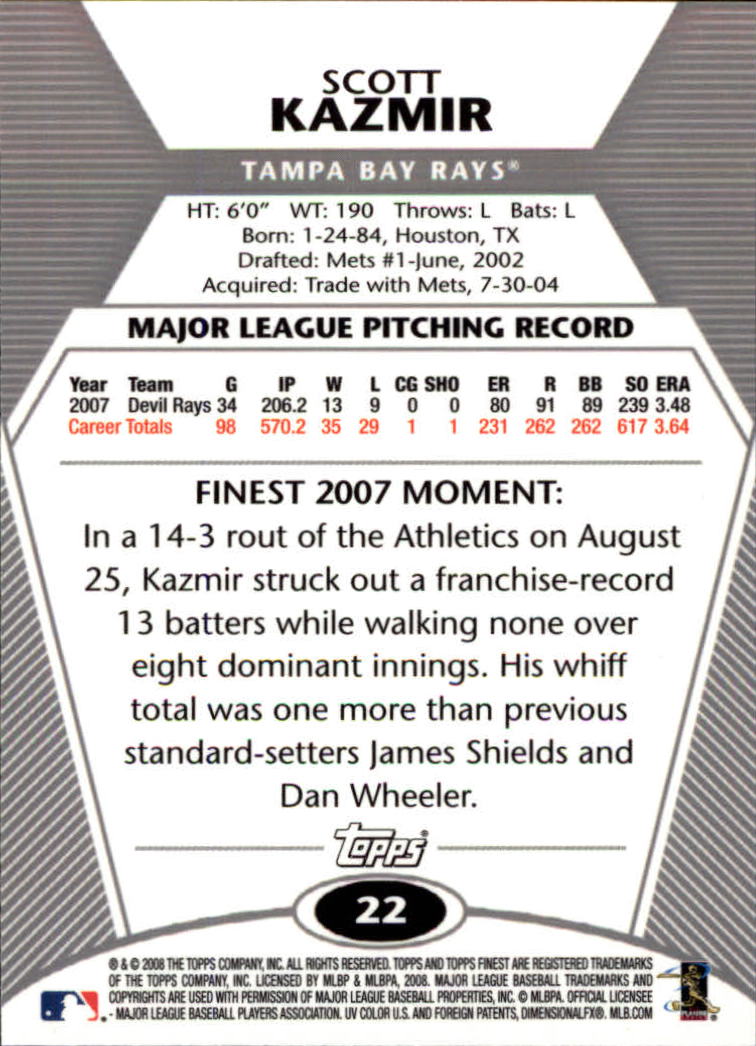 B1772- 2008 Finest Baseball Card #s 1-150 Inserts -You Pick- 15+ FREE US SHIP - Picture 35 of 332