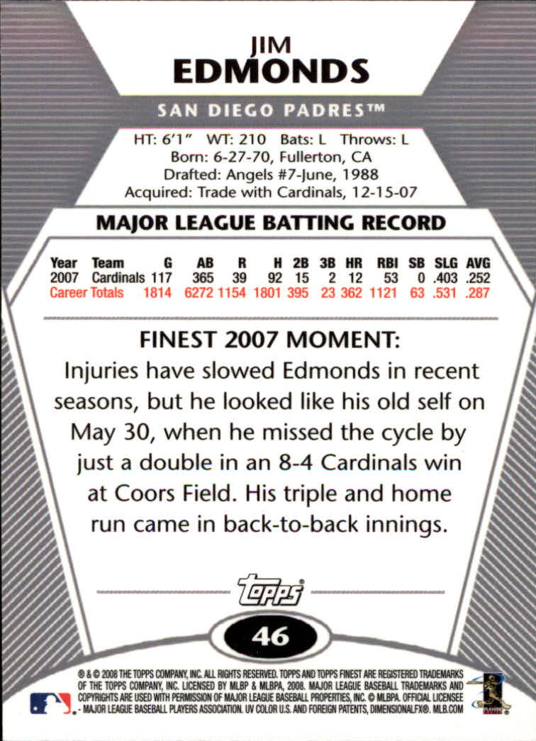 B1772- 2008 Finest Baseball Card #s 1-150 Inserts -You Pick- 15+ FREE US SHIP - Picture 67 of 332