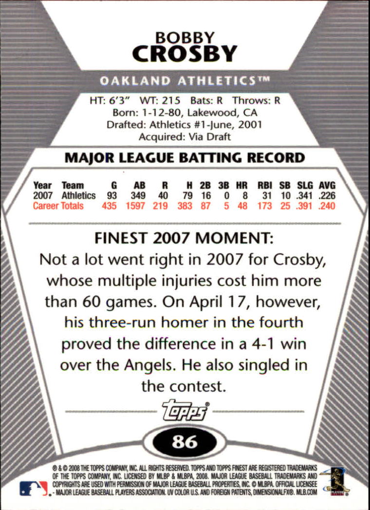 B1772- 2008 Finest Baseball Card #s 1-150 Inserts -You Pick- 15+ FREE US SHIP - Picture 135 of 332