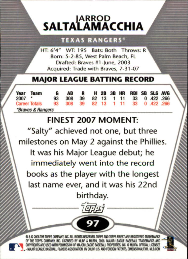 B1772- 2008 Finest Baseball Card #s 1-150 Inserts -You Pick- 15+ FREE US SHIP - Picture 153 of 332