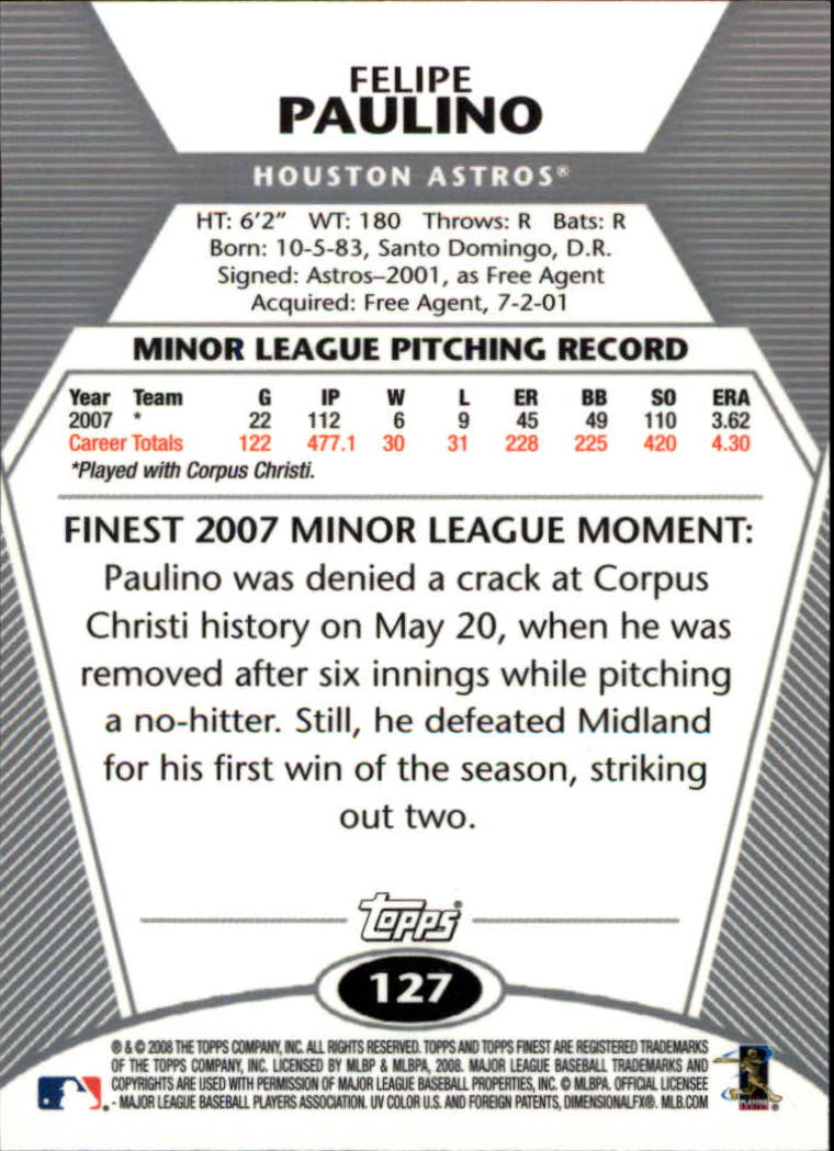 B1772- 2008 Finest Baseball Card #s 1-150 Inserts -You Pick- 15+ FREE US SHIP - Picture 201 of 332