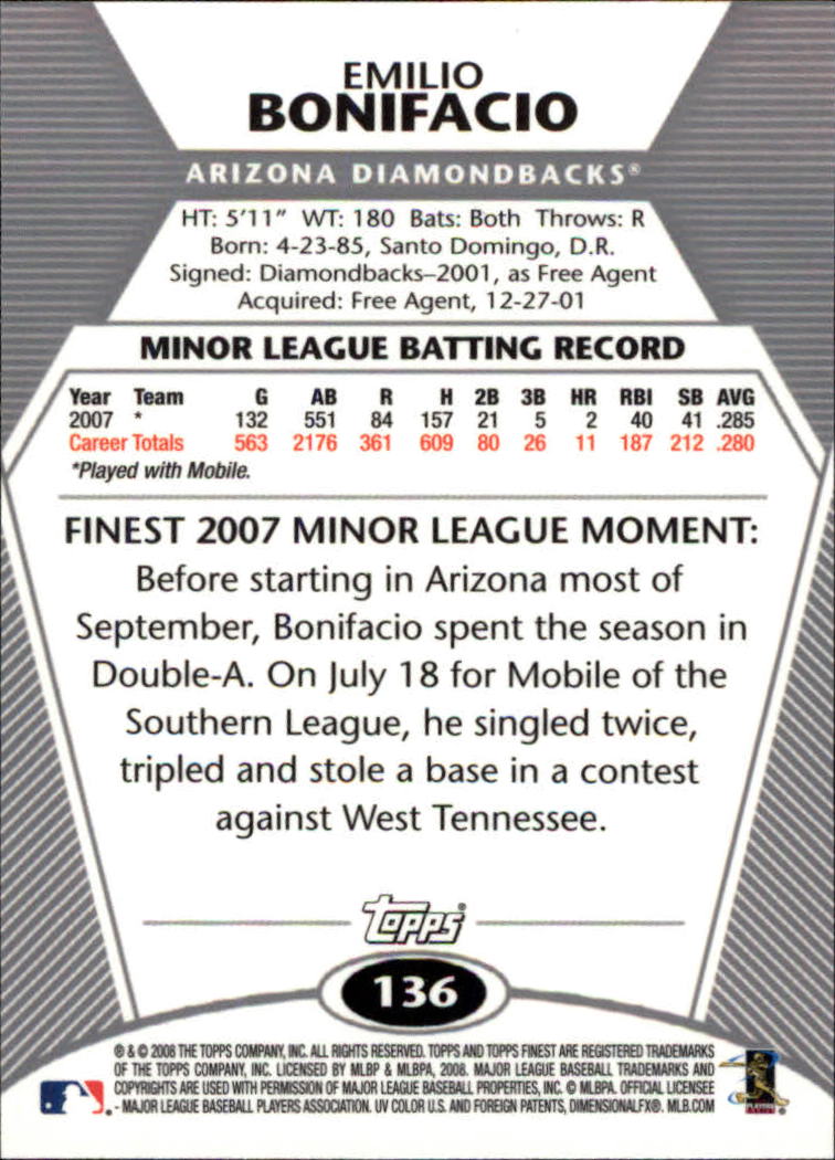 B1772- 2008 Finest Baseball Card #s 1-150 Inserts -You Pick- 15+ FREE US SHIP - Picture 219 of 332