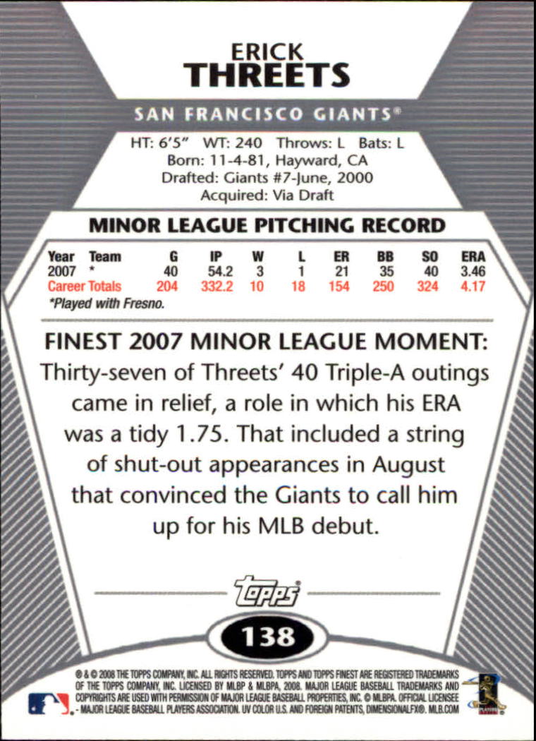 B1772- 2008 Finest Baseball Card #s 1-150 Inserts -You Pick- 15+ FREE US SHIP - Picture 223 of 332