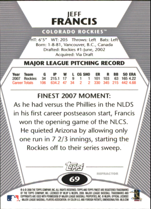 B1772- 2008 Finest Baseball Card #s 1-150 Inserts -You Pick- 15+ FREE US SHIP - Picture 278 of 332
