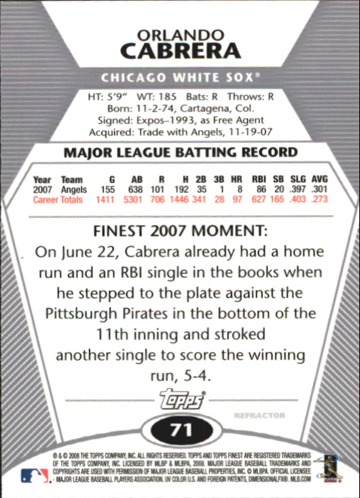 B1772- 2008 Finest Baseball Card #s 1-150 Inserts -You Pick- 15+ FREE US SHIP - Picture 280 of 332