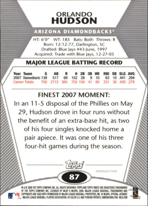 B1772- 2008 Finest Baseball Card #s 1-150 Inserts -You Pick- 15+ FREE US SHIP - Picture 286 of 332