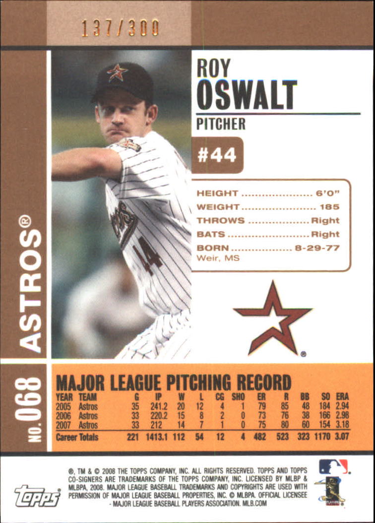 2008 Topps Co-Signers Silver Bronze #68a Roy Oswalt back image