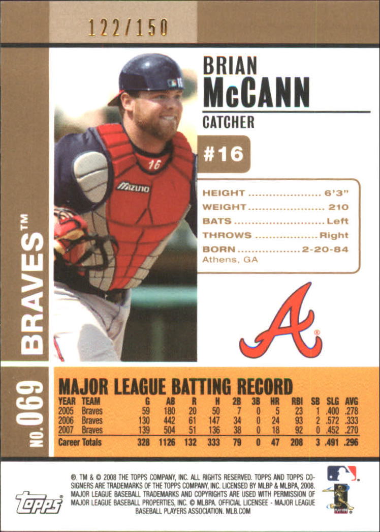 2008 Topps Co-Signers Silver Gold #69a Brian McCann back image