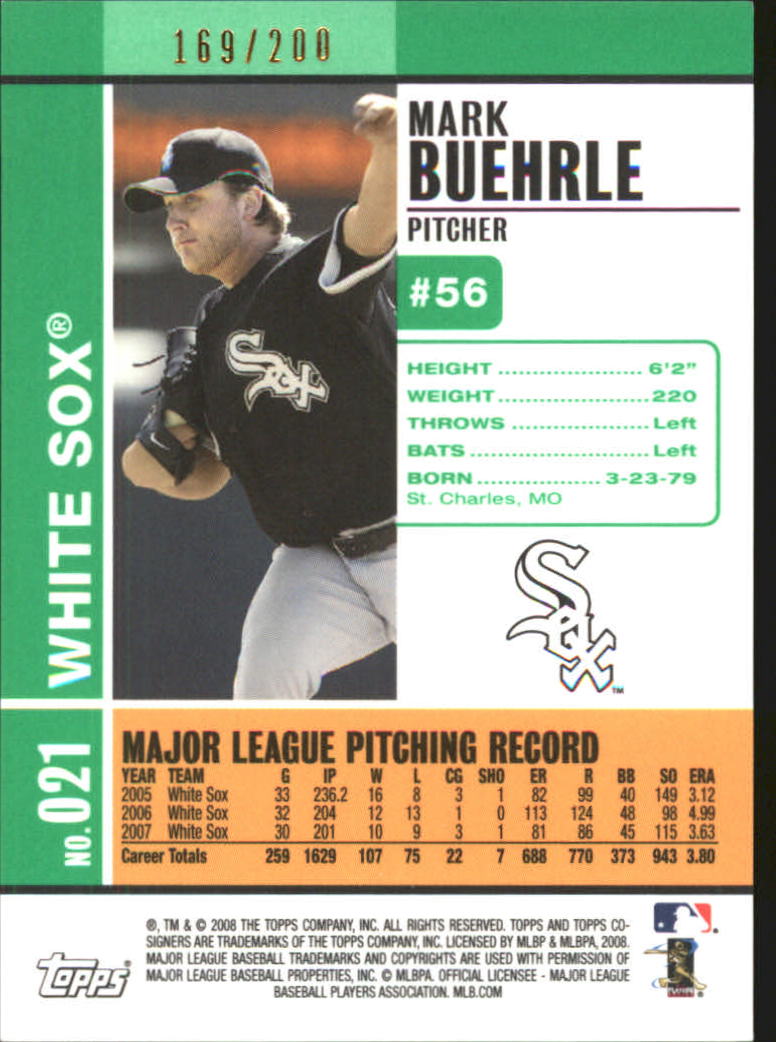 2008 Topps Co-Signers Silver Green #21a Mark Buehrle back image
