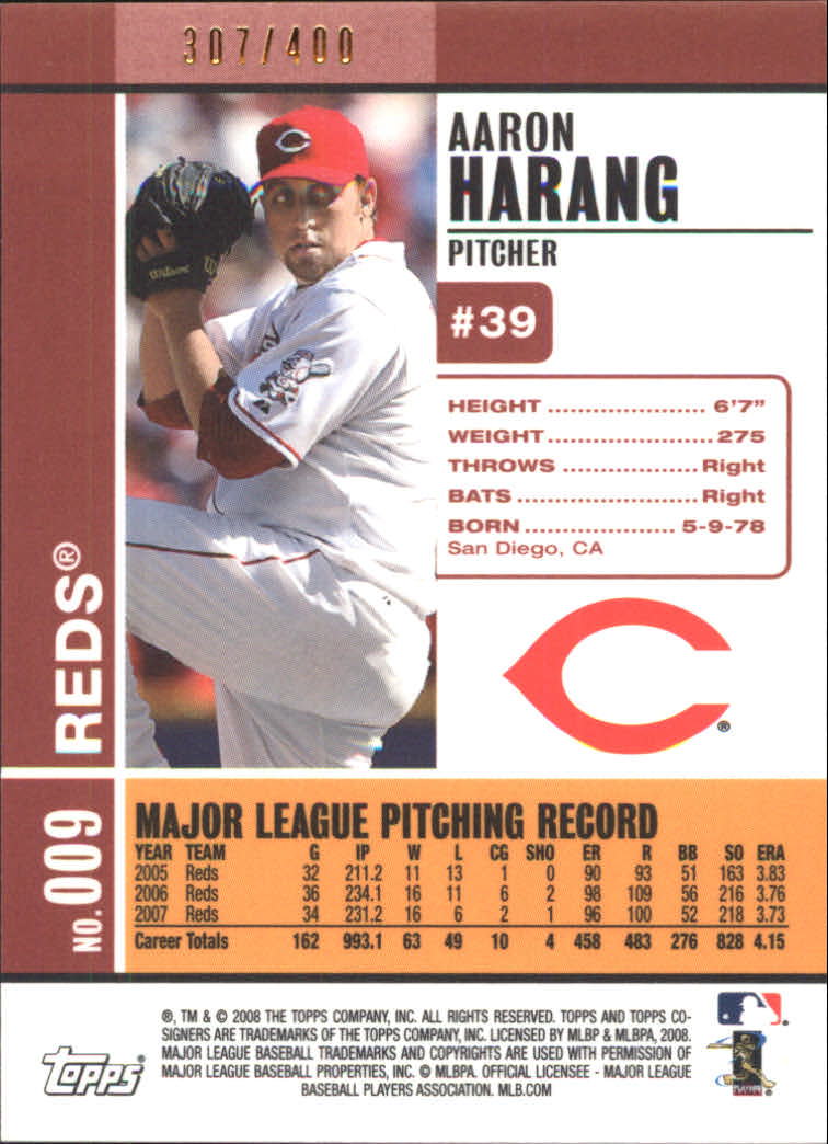 2008 Topps Co-Signers Silver Red #9b Aaron Harang/Homer Bailey back image
