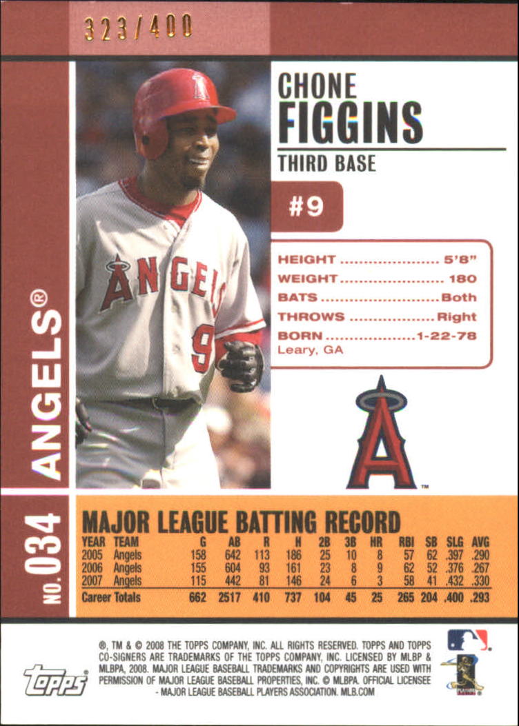 2008 Topps Co-Signers Silver Red #34a Chone Figgins back image