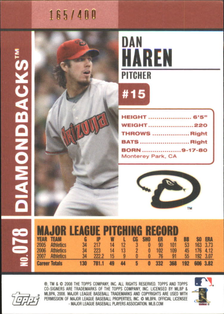 2008 Topps Co-Signers Silver Red #78a Dan Haren back image