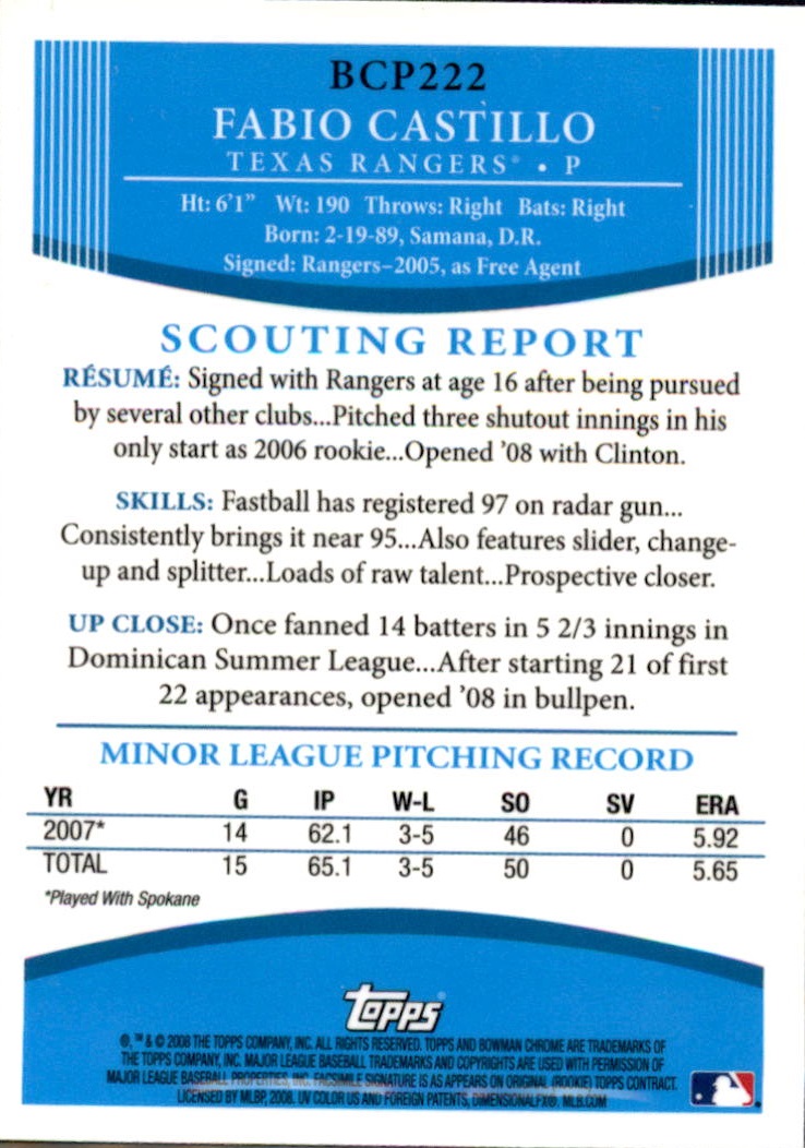 A0170- 2008 Bowman Chrome Prospects BB + Einsätze -du Pick- 15 + Gratis US - Bild 375 von 445