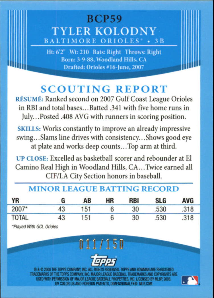 A0170- 2008 Bowman Chrome Prospects BB + Einsätze -du Pick- 15 + Gratis US - Bild 413 von 445