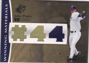 2008 SPx Winning Materials Jersey Number 125 #JP Jake Peavy