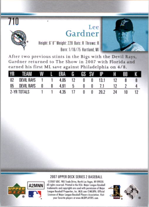 2007 Upper Deck Predictor Silver #710 Lee Gardner back image