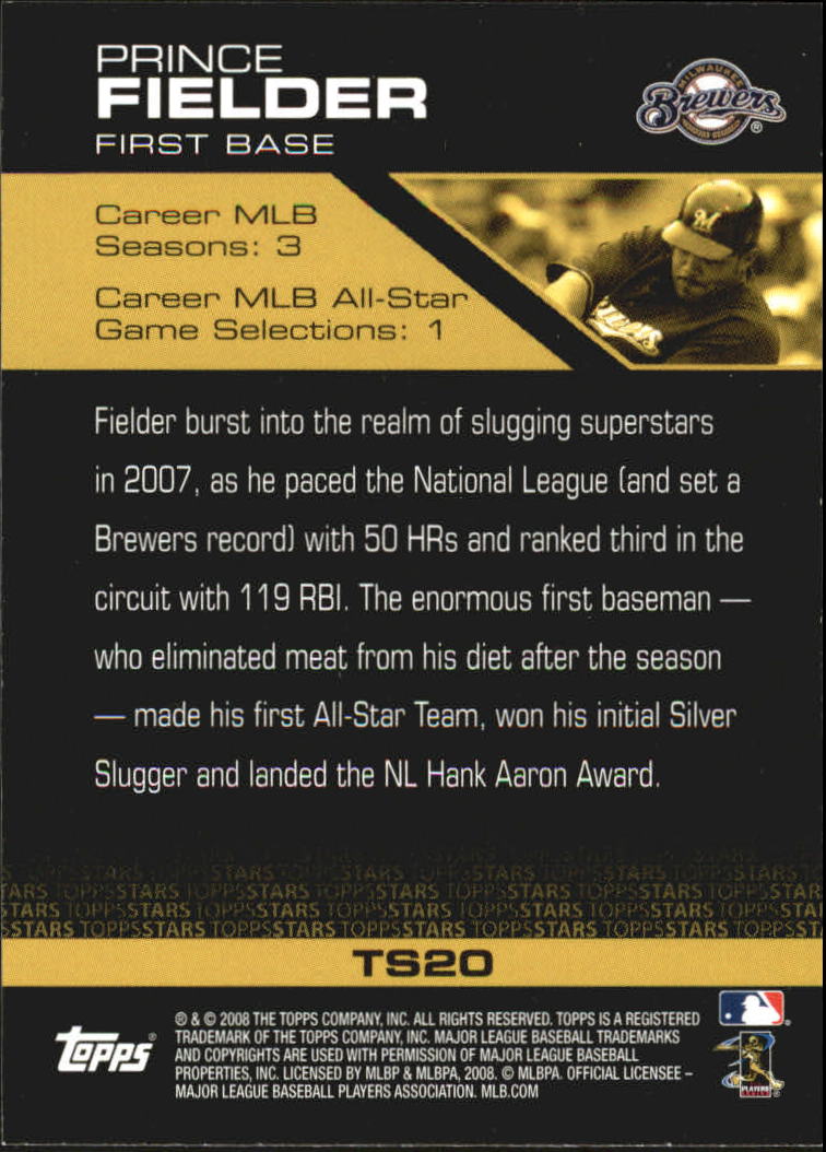 2008 Topps Baseball Topps Stars Insert Singles - You Choose - Picture 23 of 29