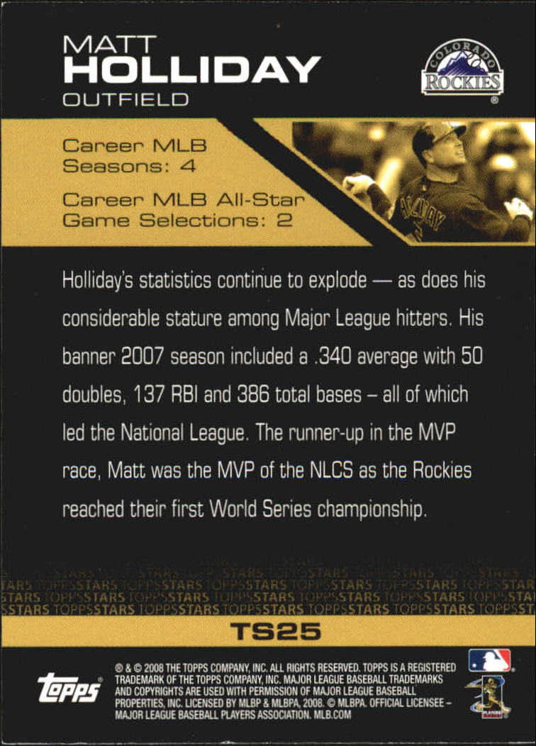 2008 Topps Baseball Topps Stars Insert Singles - You Choose - Picture 29 of 29