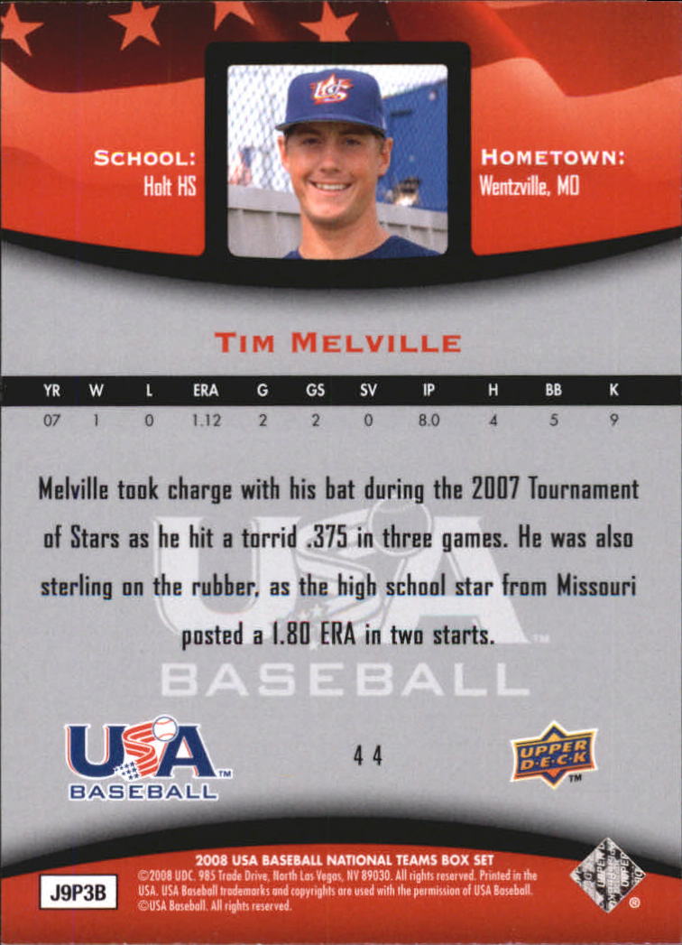 2008 USA Baseball #44 Tim Melville back image