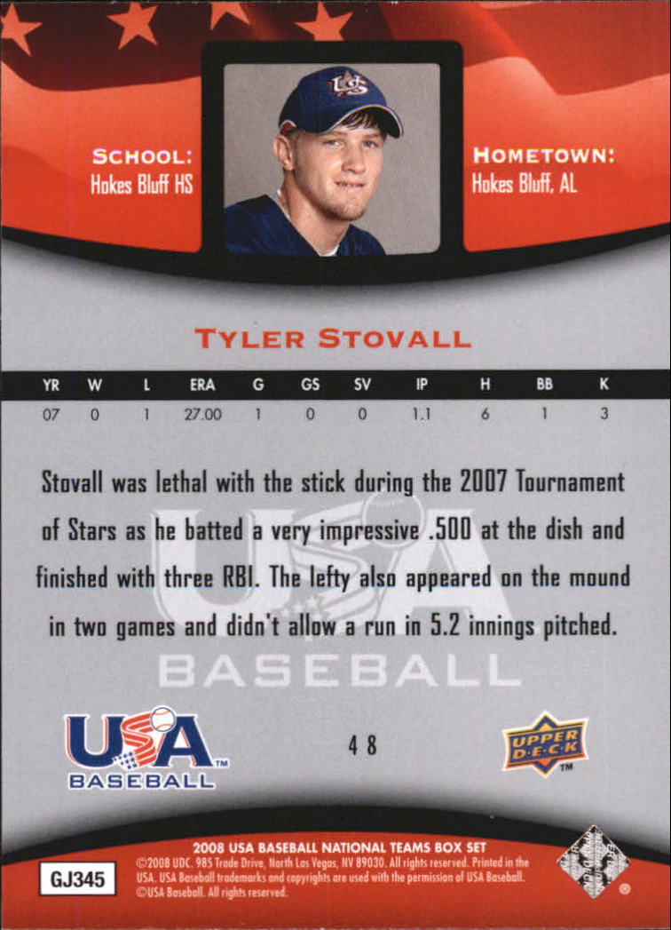 2008 USA Baseball #48 Tyler Stovall back image