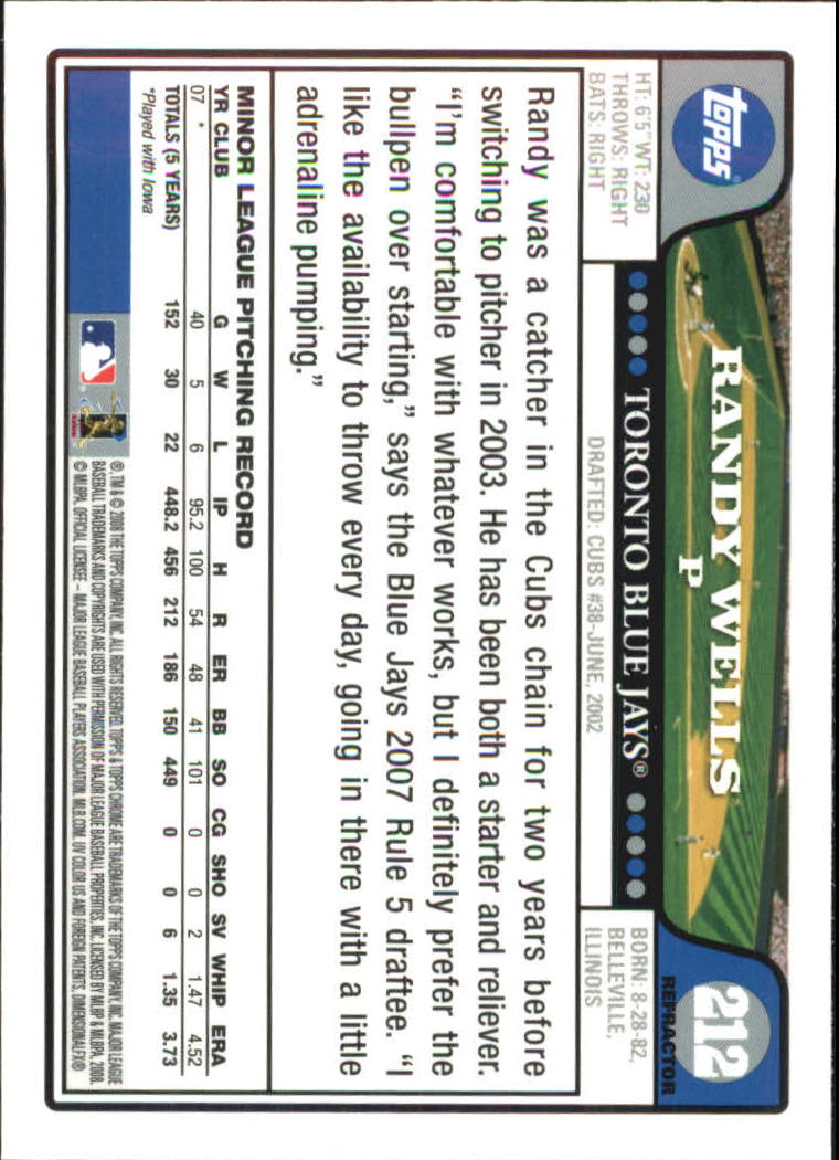 2008 Topps Chrome Blue Refractors #212 Randy Wells