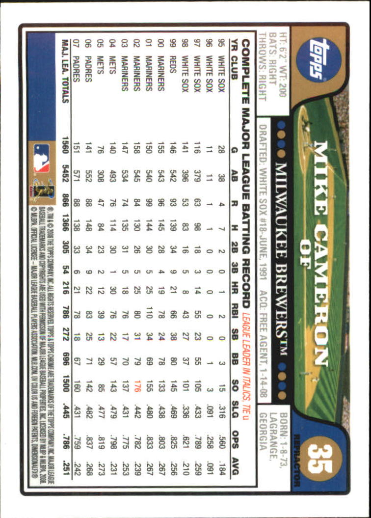 2008 Topps Chrome Baseball Refractor Singles - You Choose - Bild 37 von 266