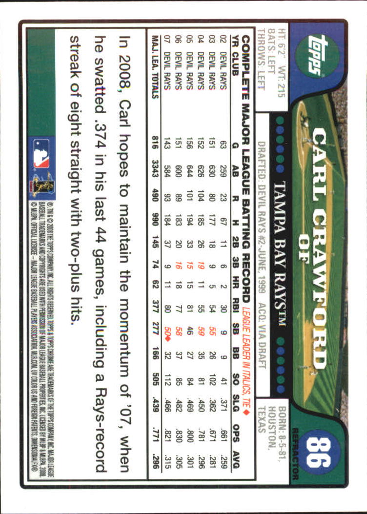 2008 Topps Chrome Baseball Refractor Singles - You Choose - Bild 97 von 266