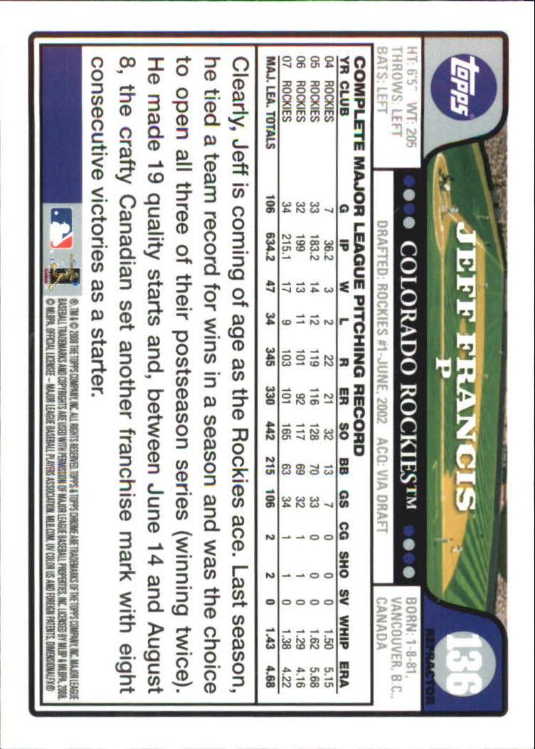 2008 Topps Chrome Baseball Refractor Singles - You Choose - Bild 154 von 266