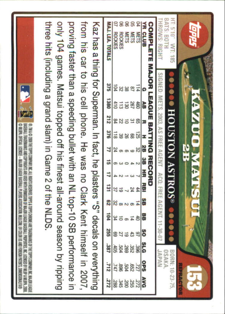 2008 Topps Chrome Baseball Refractor Singles - You Choose - Bild 175 von 266