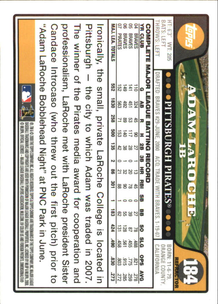 2008 Topps Chrome Baseball Refractor Singles - You Choose - Bild 221 von 266