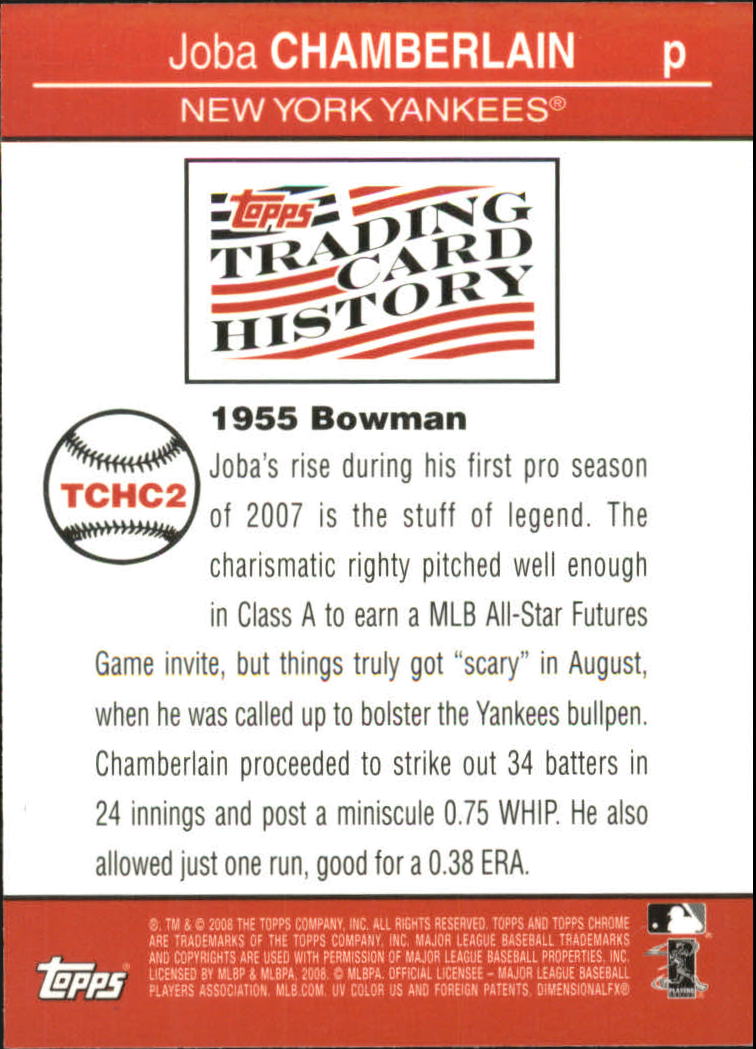 2008 Topps Chrome Trading Card History #TCHC2 Joba Chamberlain back image