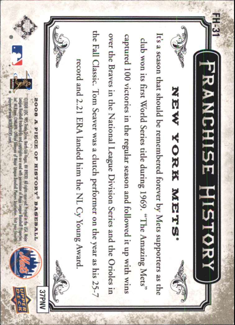 2008 UD A Piece of History Franchise History #FH31 Carlos Beltran back image