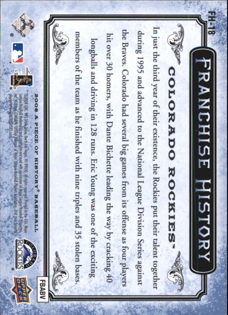 2008 UD A Piece of History Franchise History Blue #FH18 Matt Holliday back image