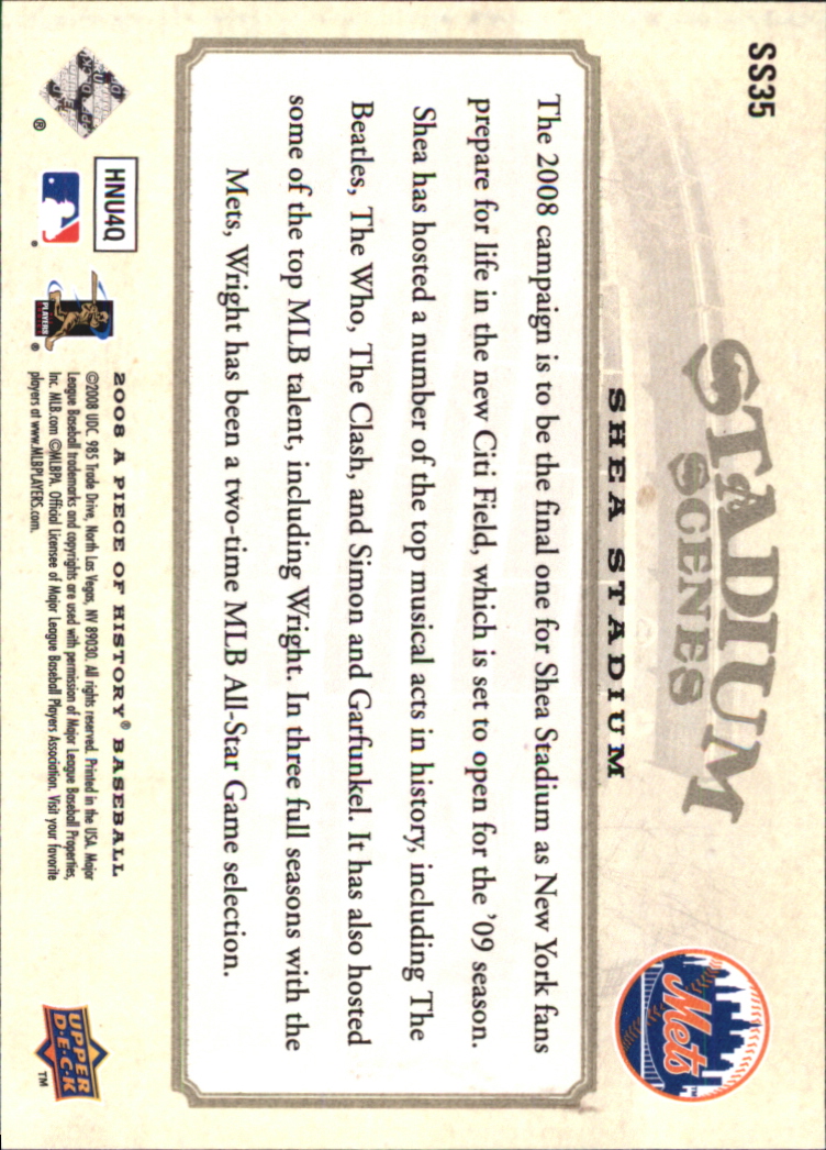 2008 UD A Piece of History Stadium Scenes #SS35 David Wright back image