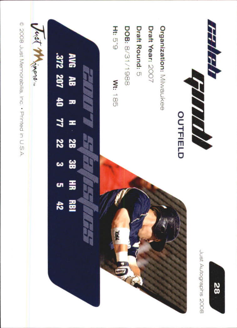 B6603- 2008 Just Autographs Baseball Card #s 1-80 -You Pick- 15+ FREE US SHIP - Picture 57 of 159
