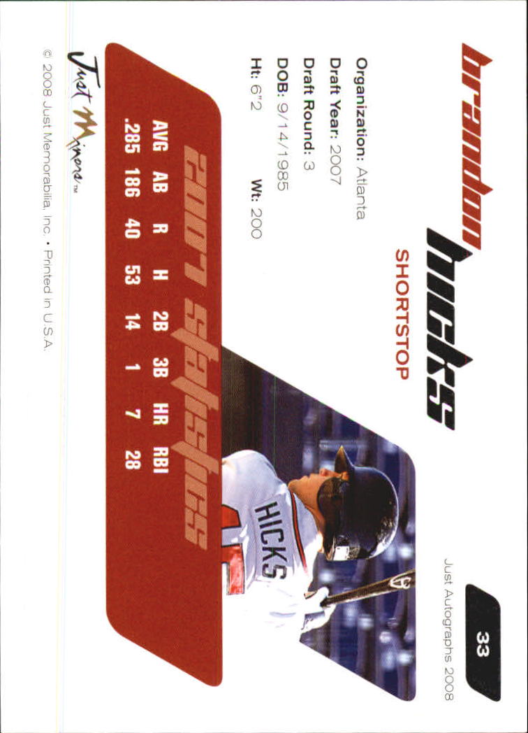 B6603- 2008 Just Autographs Baseball Card #s 1-80 -You Pick- 15+ FREE US SHIP - Picture 67 of 159